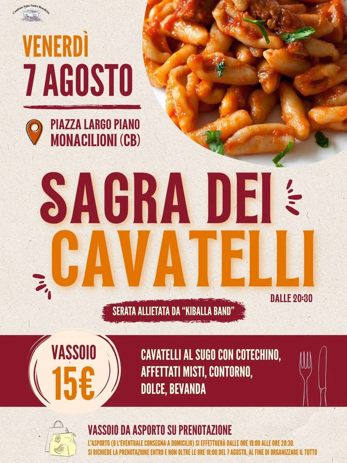 Locandina Sagra dei Cavatelli 2026 a Monacilioni (Campobasso)
