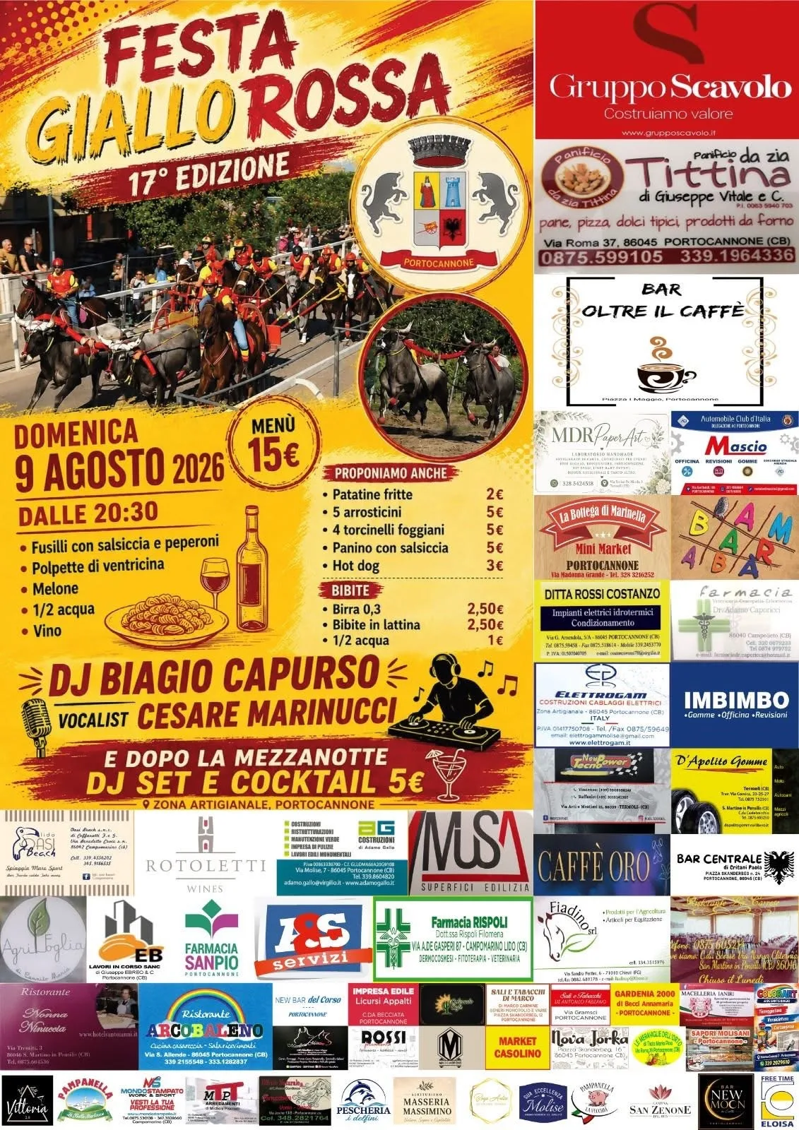 Locandina 17ª Festa Giallorossa 2026 a Portocannone (Campobasso)