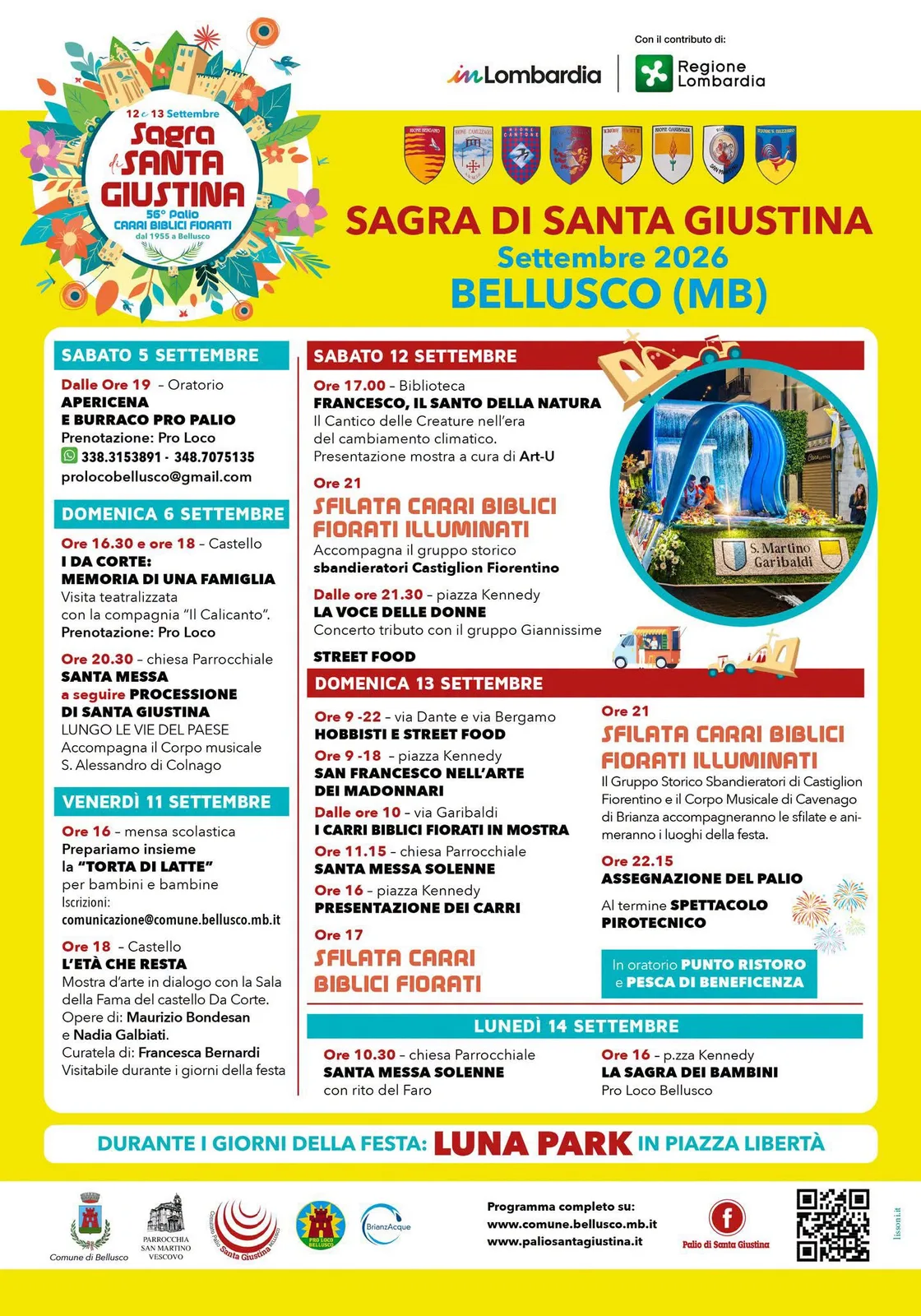 Locandina calendario eventi settembre 2026 a Bellusco (Monza e della Brianza)