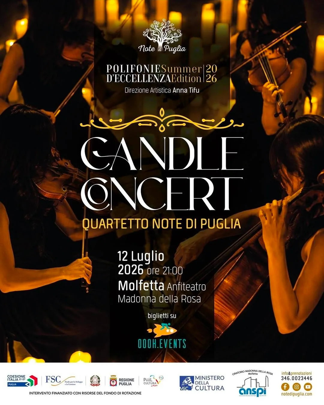 Locandina Candle Concert 2026 - Quartetto Note di Puglia a Molfetta (Bari)