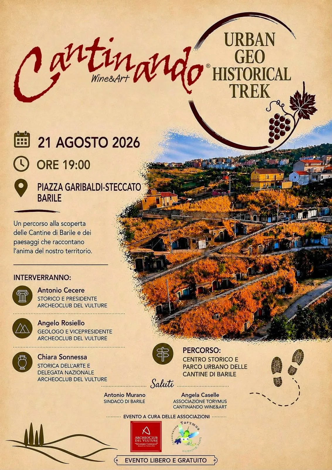 Locandina Cantinando Urban Geo Historical Trek 2026 a Barile (Potenza)