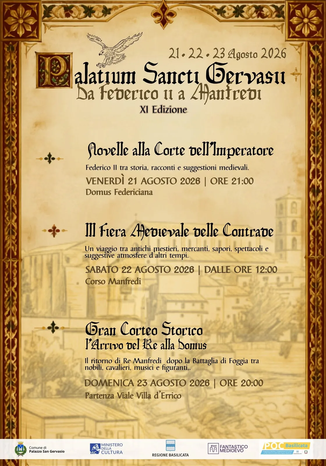 Locandina calendario eventi agosto 2026 a Palazzo San Gervasio (Potenza)