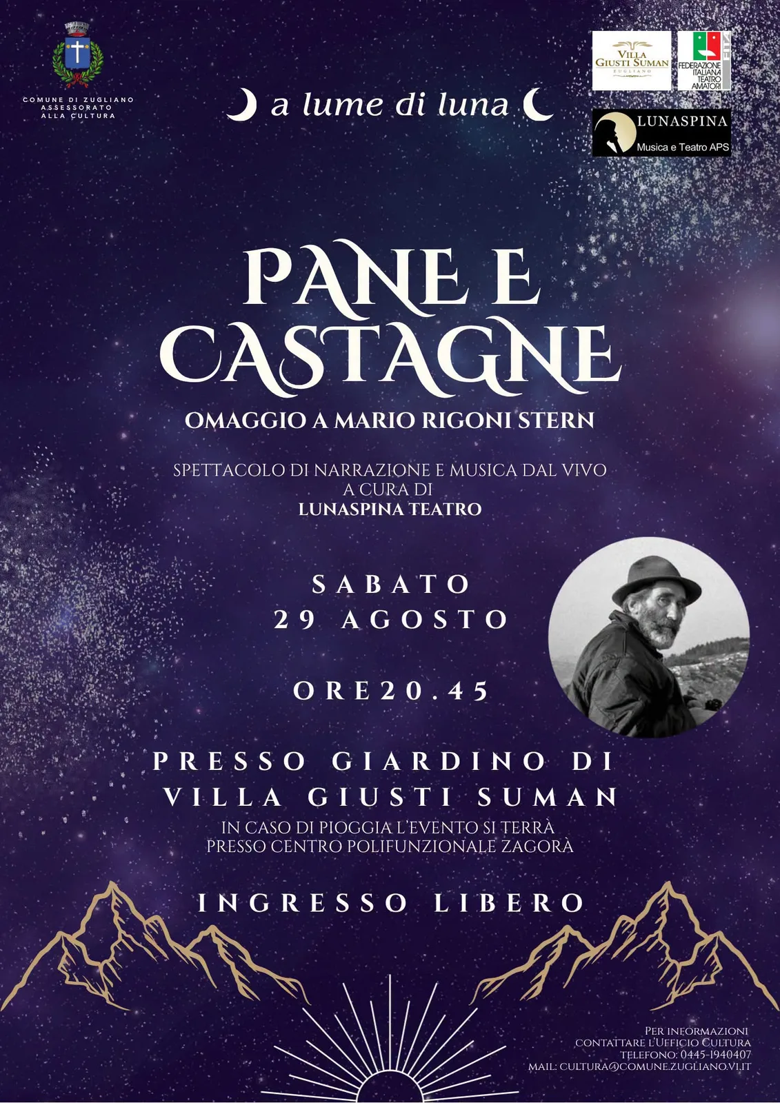 Locandina Pane e Castagne 2026 - Omaggio a Mario Rigoni Stern a Zugliano (Vicenza)