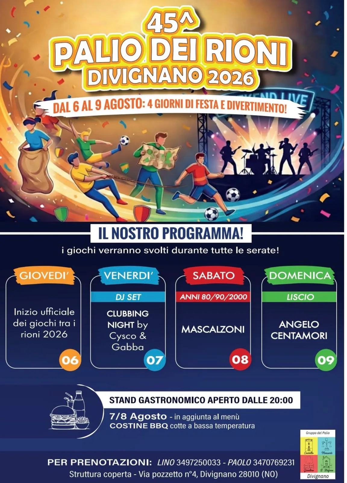 Locandina 45ª Palio dei Rioni Divignano 2026 a Divignano (Novara)