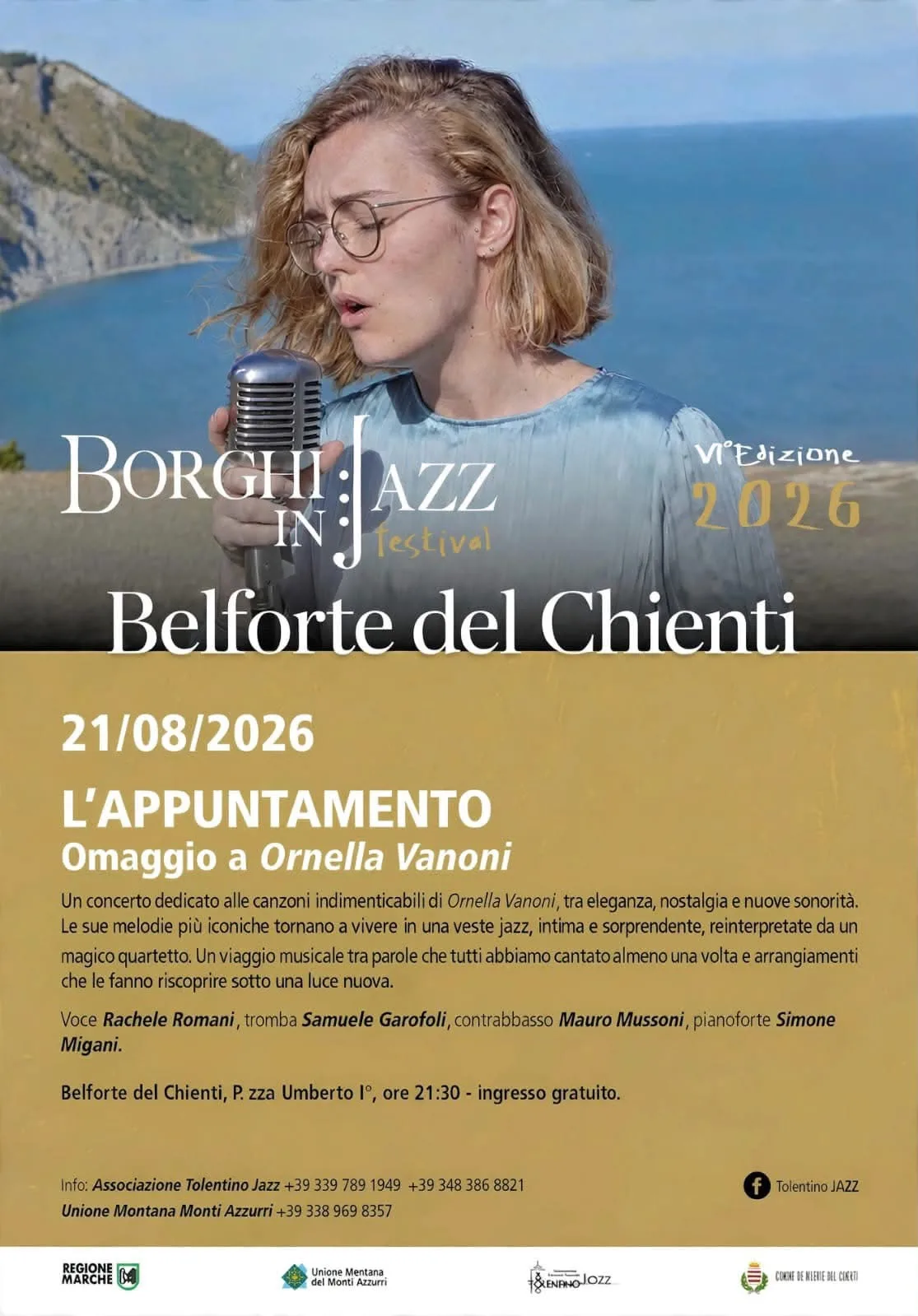Locandina V Edizione Borghi Jazz in Festival 2026 a Belforte del Chienti (Macerata)