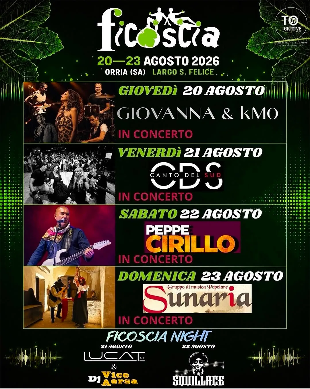 Locandina calendario eventi agosto 2026 a Orria (Salerno)
