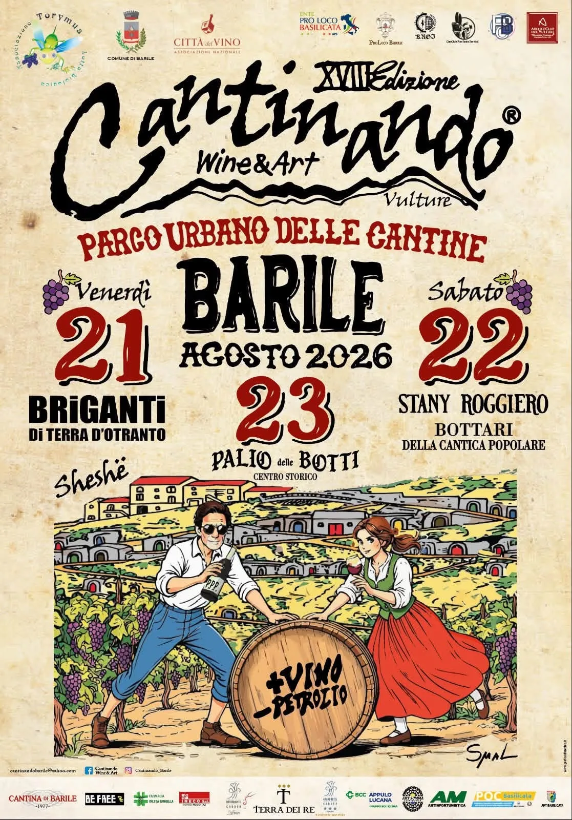 Locandina XVIII Edizione Cantinando 2026 a Barile (Potenza)