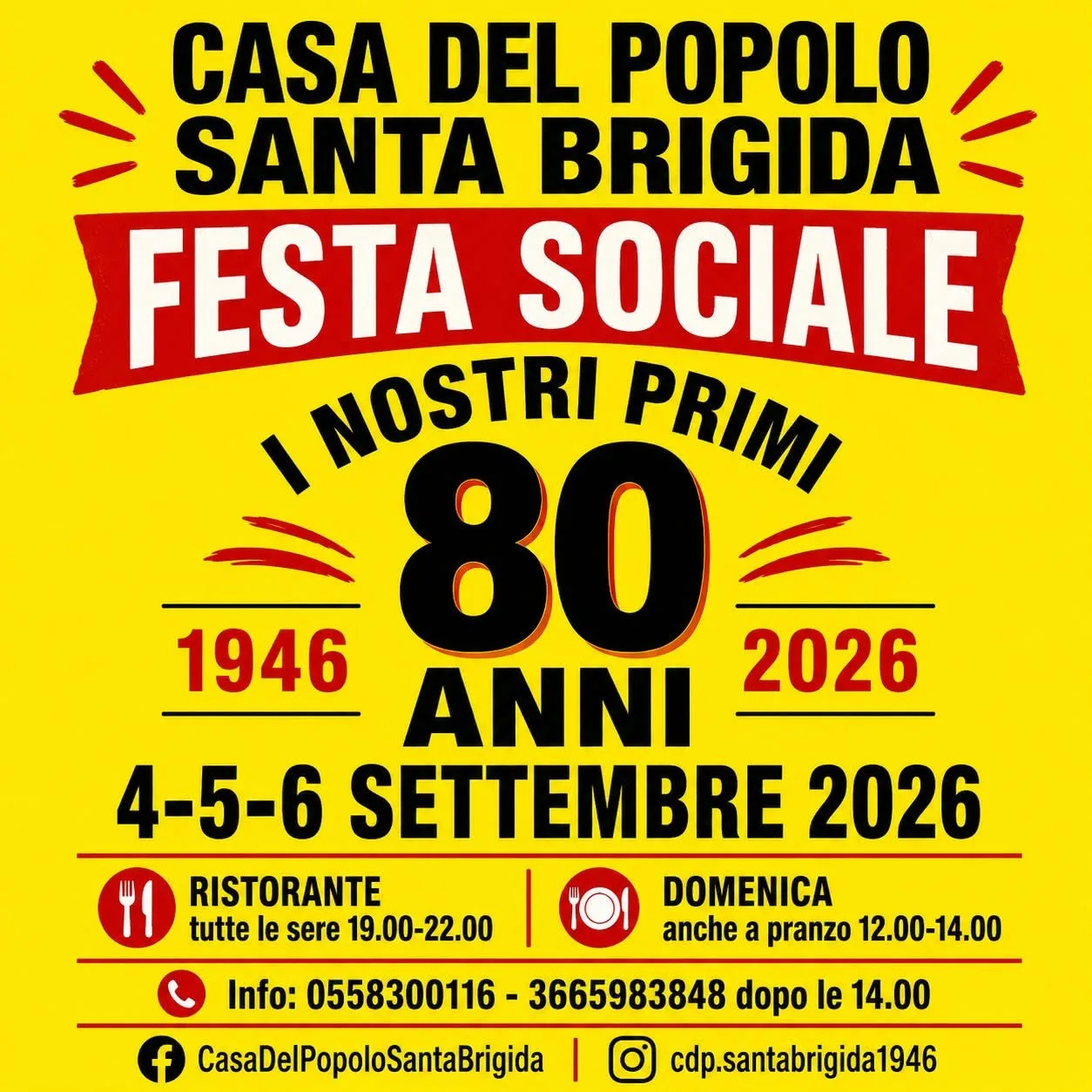 Locandina Festa Sociale Casa del Popolo Santa Brigida 2026 a Pontassieve (Firenze)