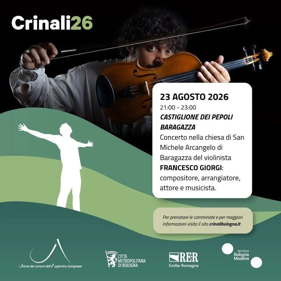 Locandina Crinali26 Concerto Francesco Giorgi 2026 a Castiglione dei Pepoli (Bologna)