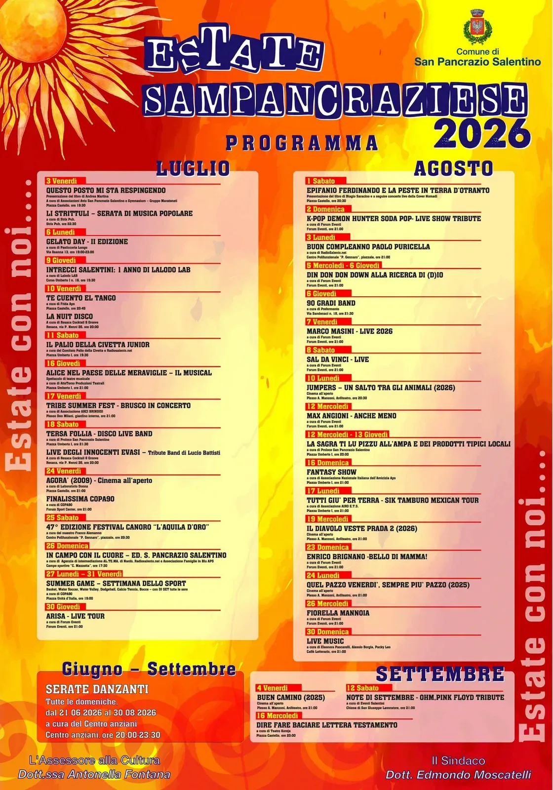 Locandina Fiorella Mannoia 2026 a San Pancrazio Salentino (Brindisi)