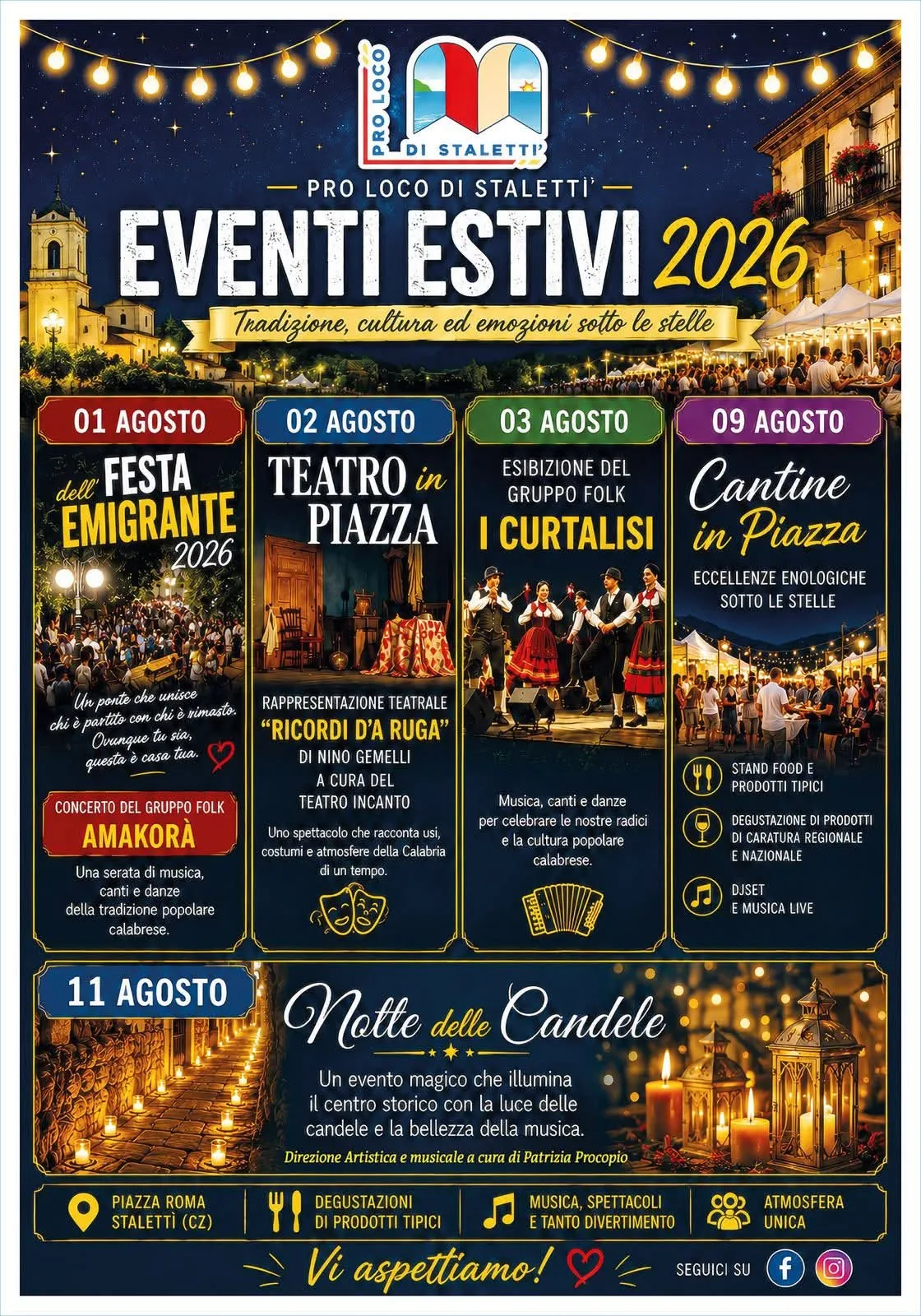 Locandina calendario eventi agosto 2026 a Stalettì (Catanzaro)