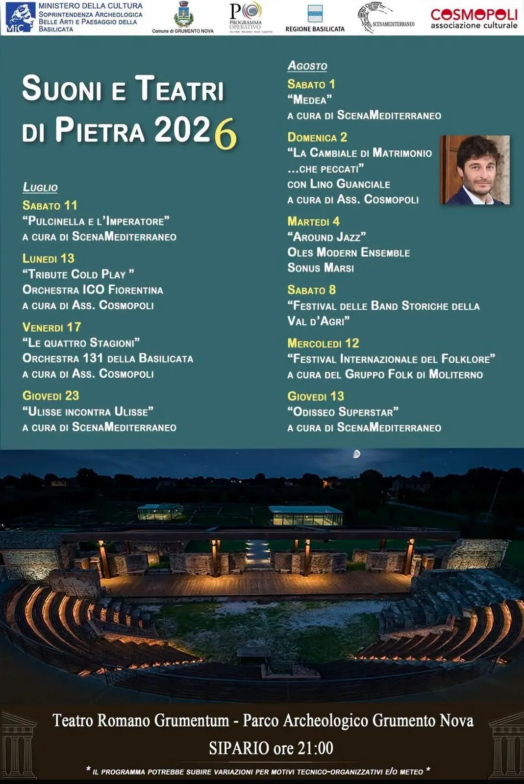 Locandina La Cambiale di Matrimonio …che peccati — Suoni e Teatri 2026 a Grumento Nova (Potenza)