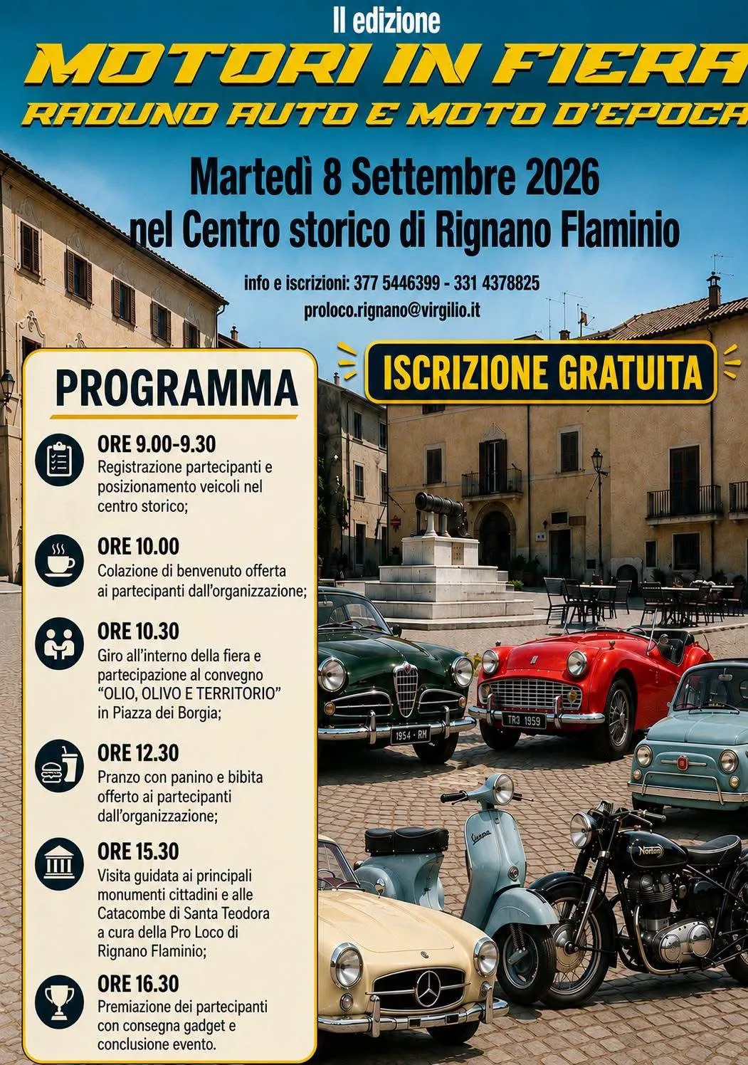 Locandina II edizione Motori in Fiera 2026 a Rignano Flaminio (Roma)