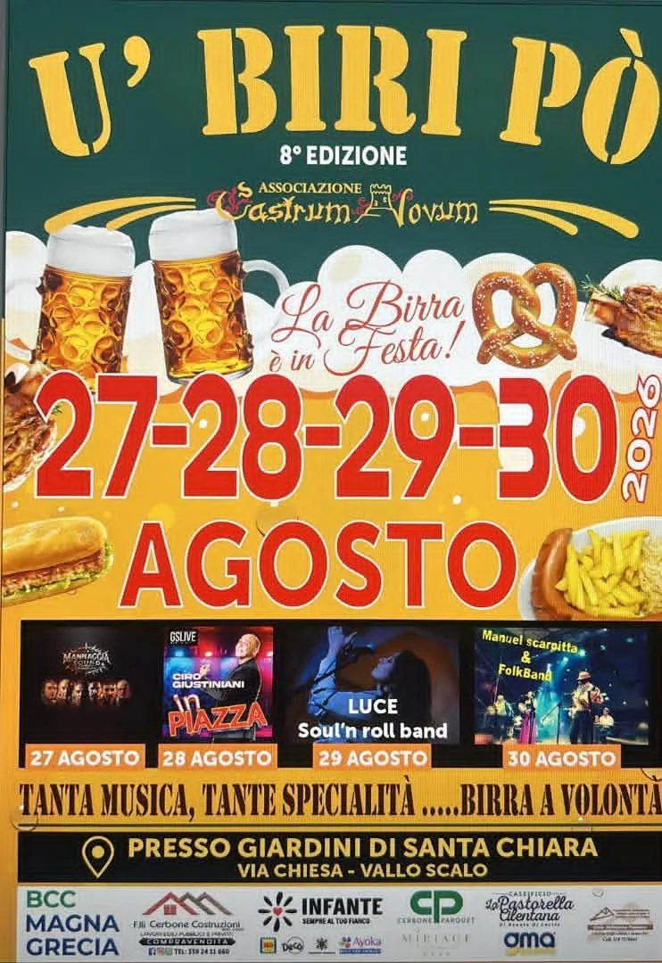 Locandina calendario eventi agosto 2026 a Castelnuovo Cilento (Salerno)