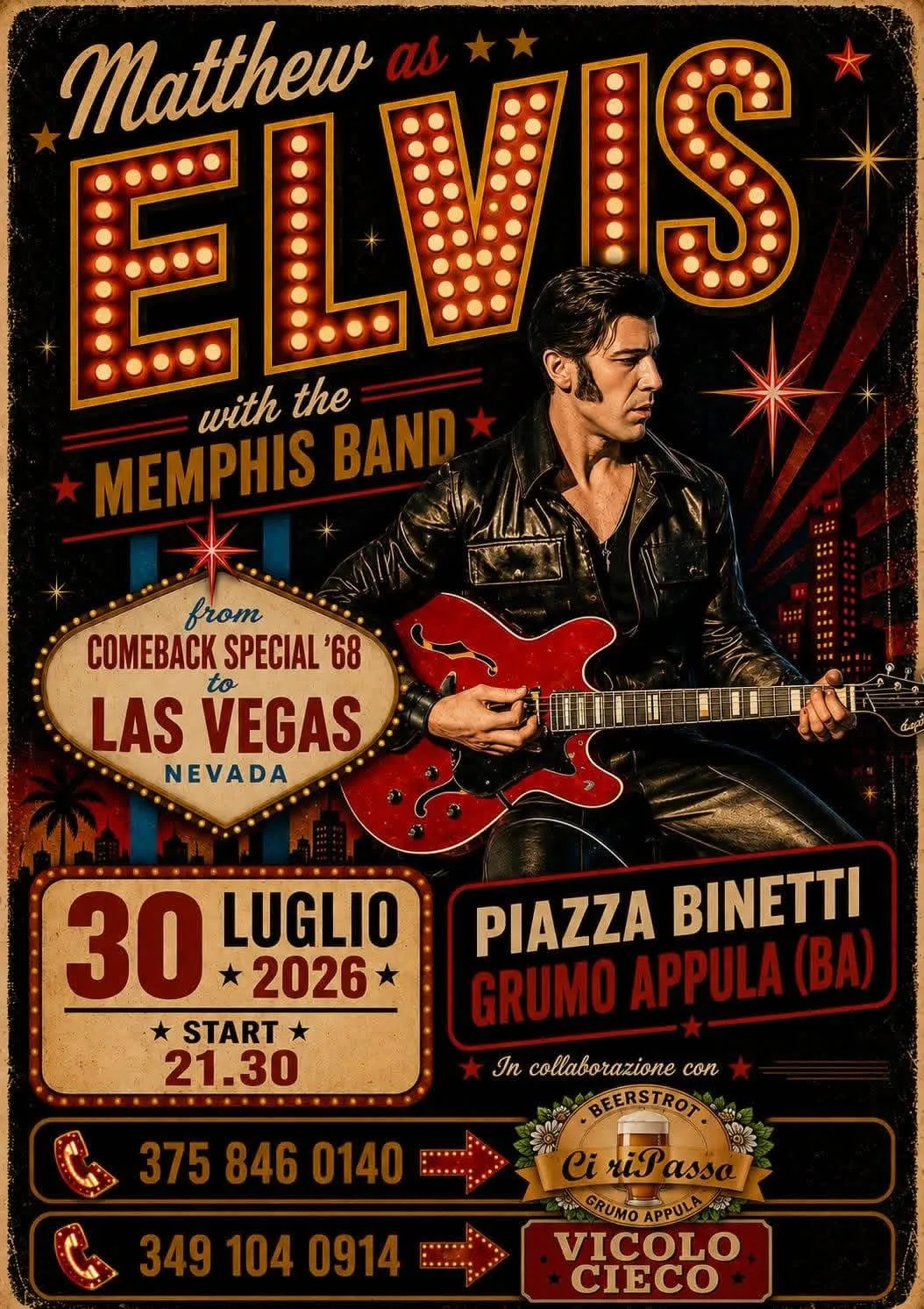 Locandina Matthew as Elvis con la Memphis Band 2026 a Grumo Appula (Bari)