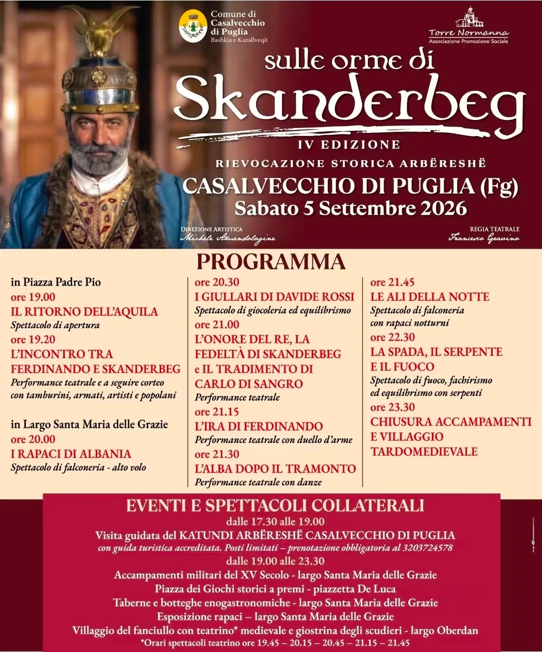 Locandina Sulle Orme di Skanderbeg IV Edizione 2026 a Casalvecchio di Puglia (Foggia)