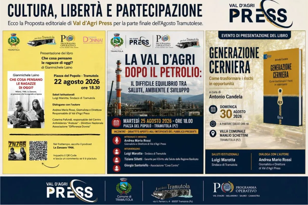Locandina calendario eventi agosto 2026 a Tramutola (Potenza)