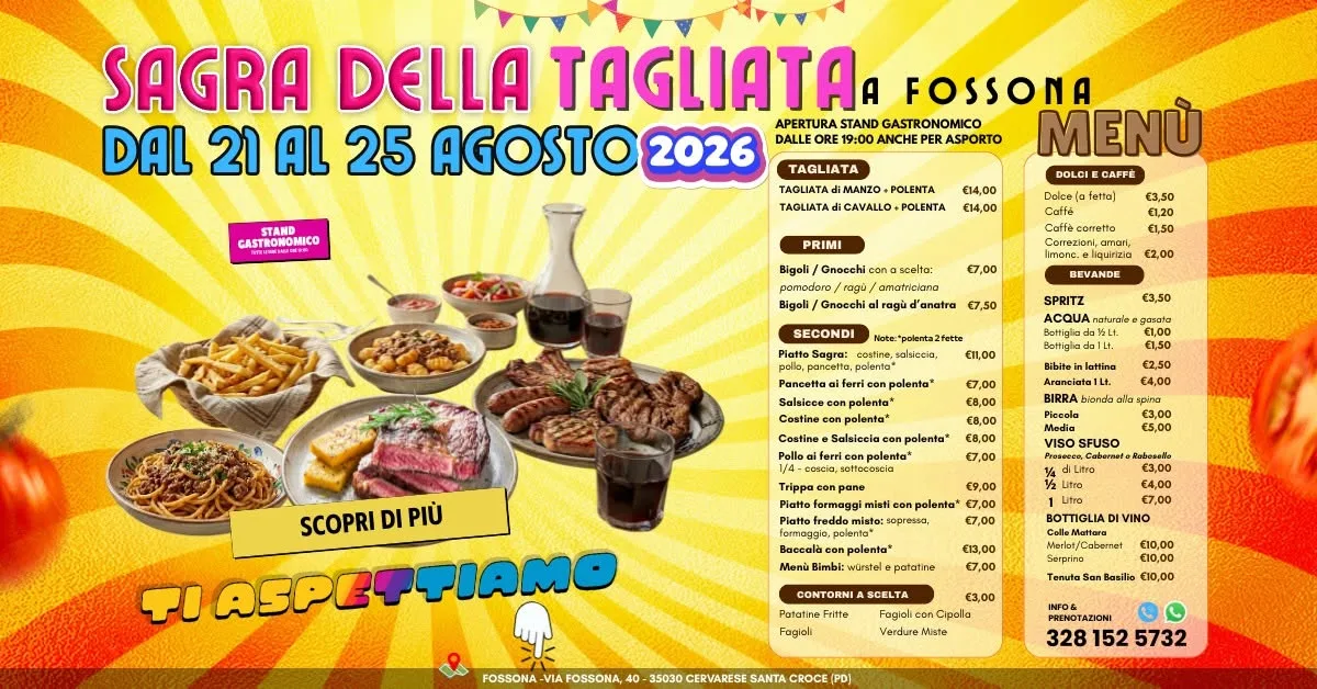 Locandina Sagra della Tagliata Fossona 2026 a Cervarese Santa Croce (Padova)