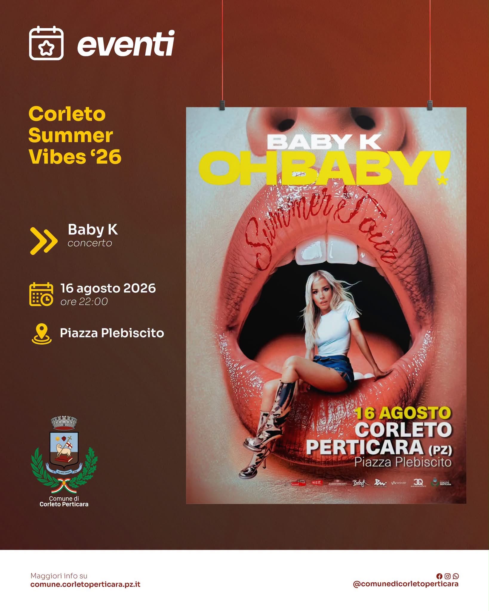 Locandina Baby Oh Baby! 2026 a Corleto Perticara (Potenza)