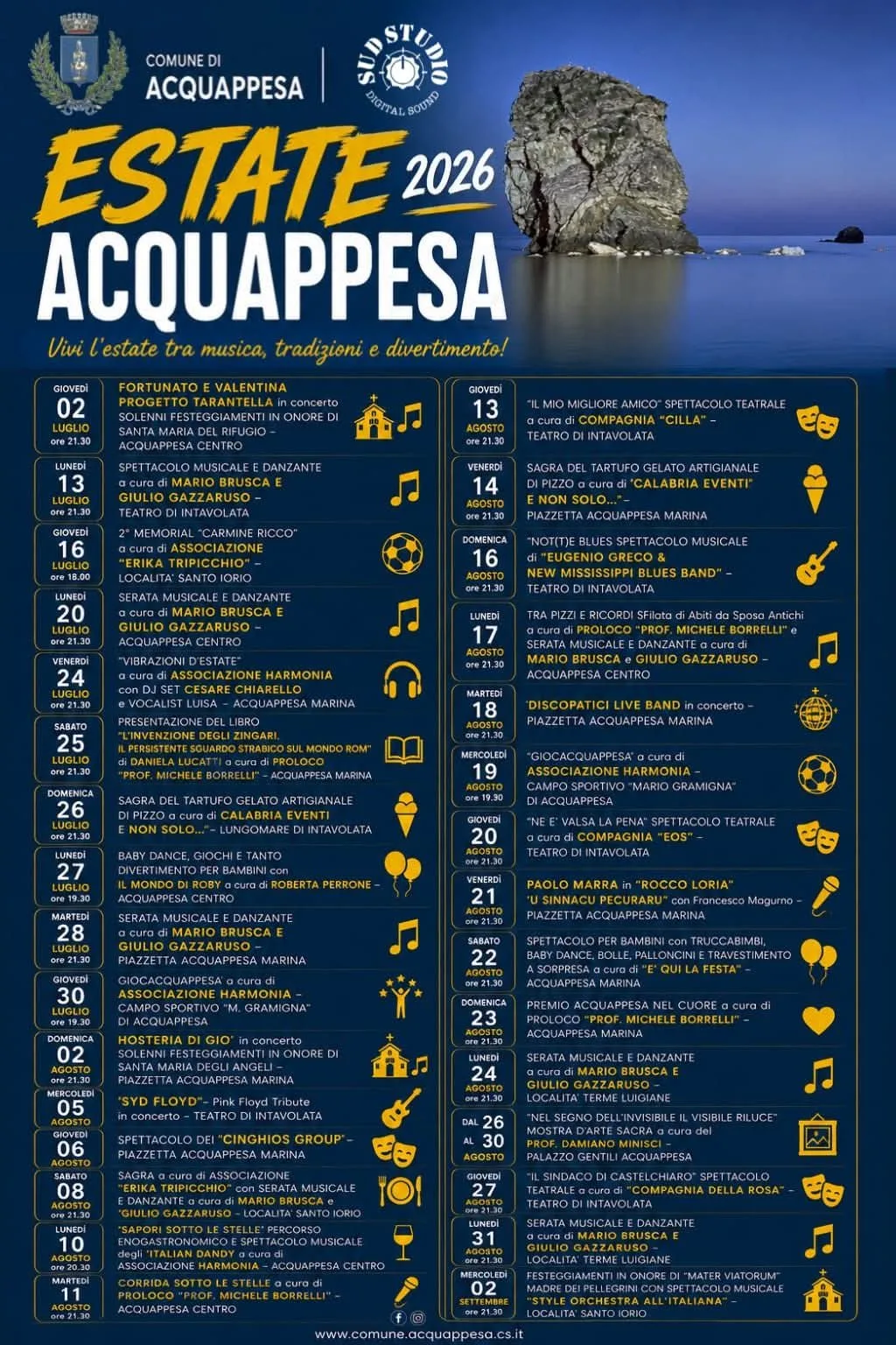 Locandina Sagra del Tartufo Gelato di Pizzo 2026 a Acquappesa (Cosenza)