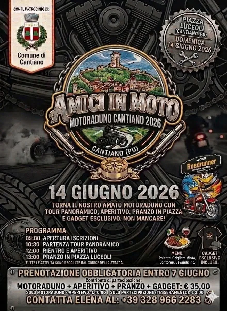 Locandina Motoraduno Cantiano 2026 a Cantiano (Pesaro e urbino)