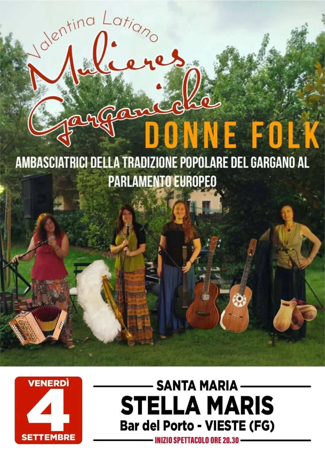 Locandina Valentina Latiano - Mulieres Garganiche Donne Folk 2026 a Vieste (Foggia)