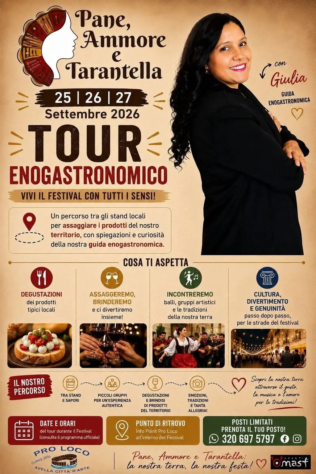 Locandina Pane, Ammore e Tarantella Tour Enogastronomico 2026 a Avella (Avellino)