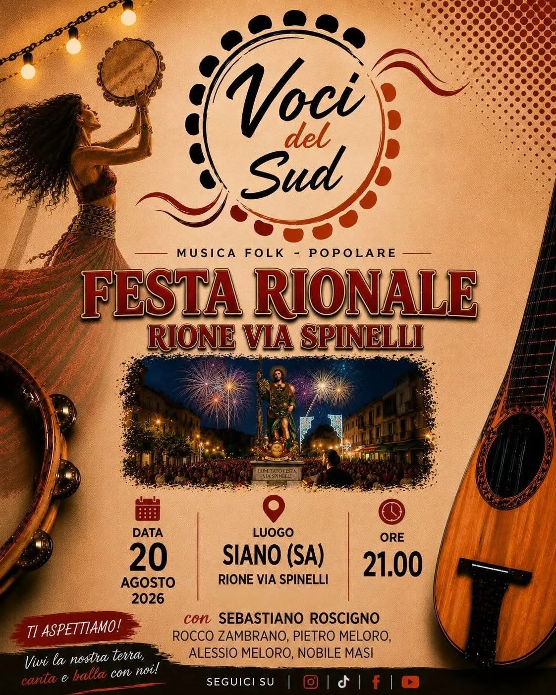 Locandina Festa Rionale Rione Via Spinelli 2026 a Siano (Salerno)