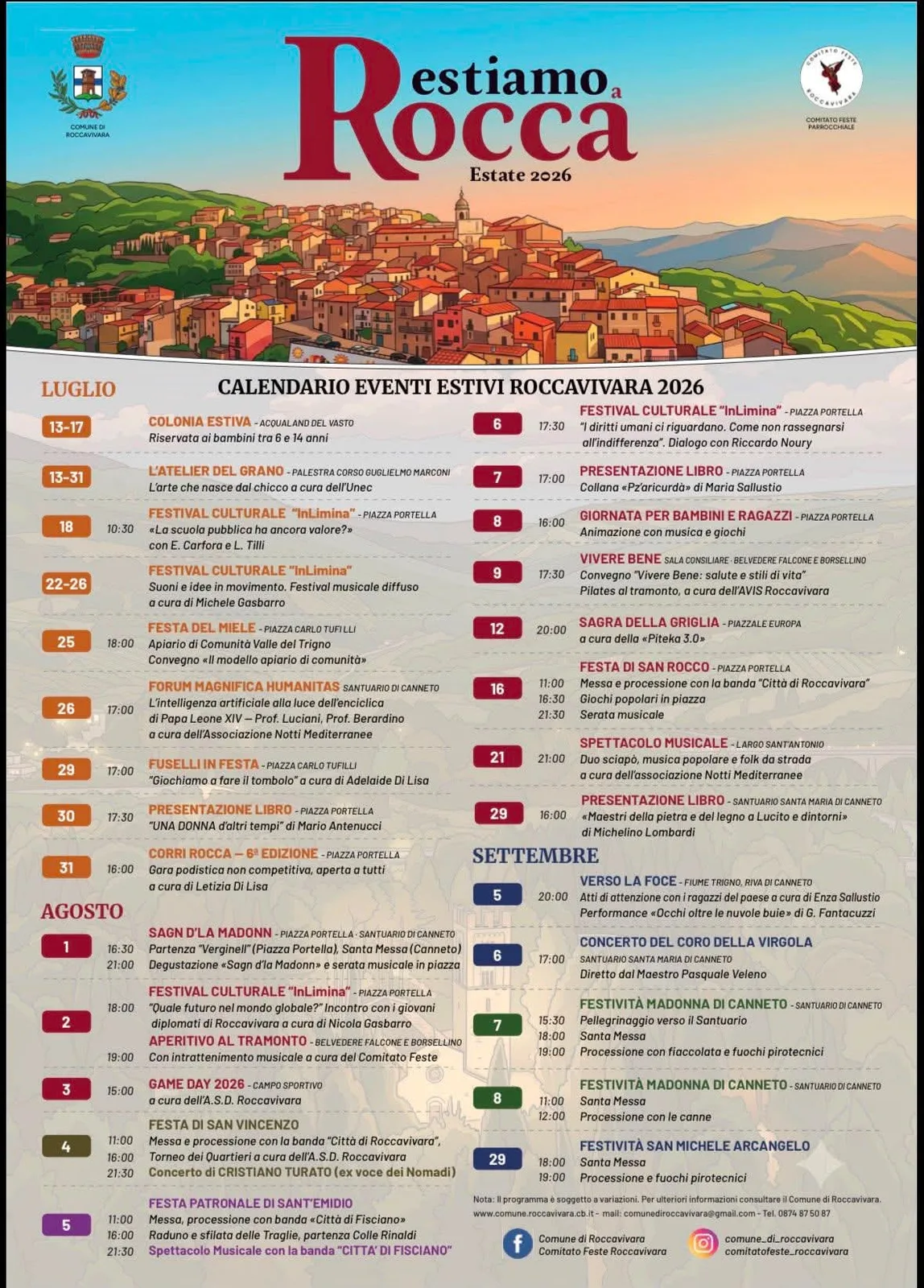 Locandina Festività Madonna di Canneto 2026 (Santa Messa) a Roccavivara (Campobasso)