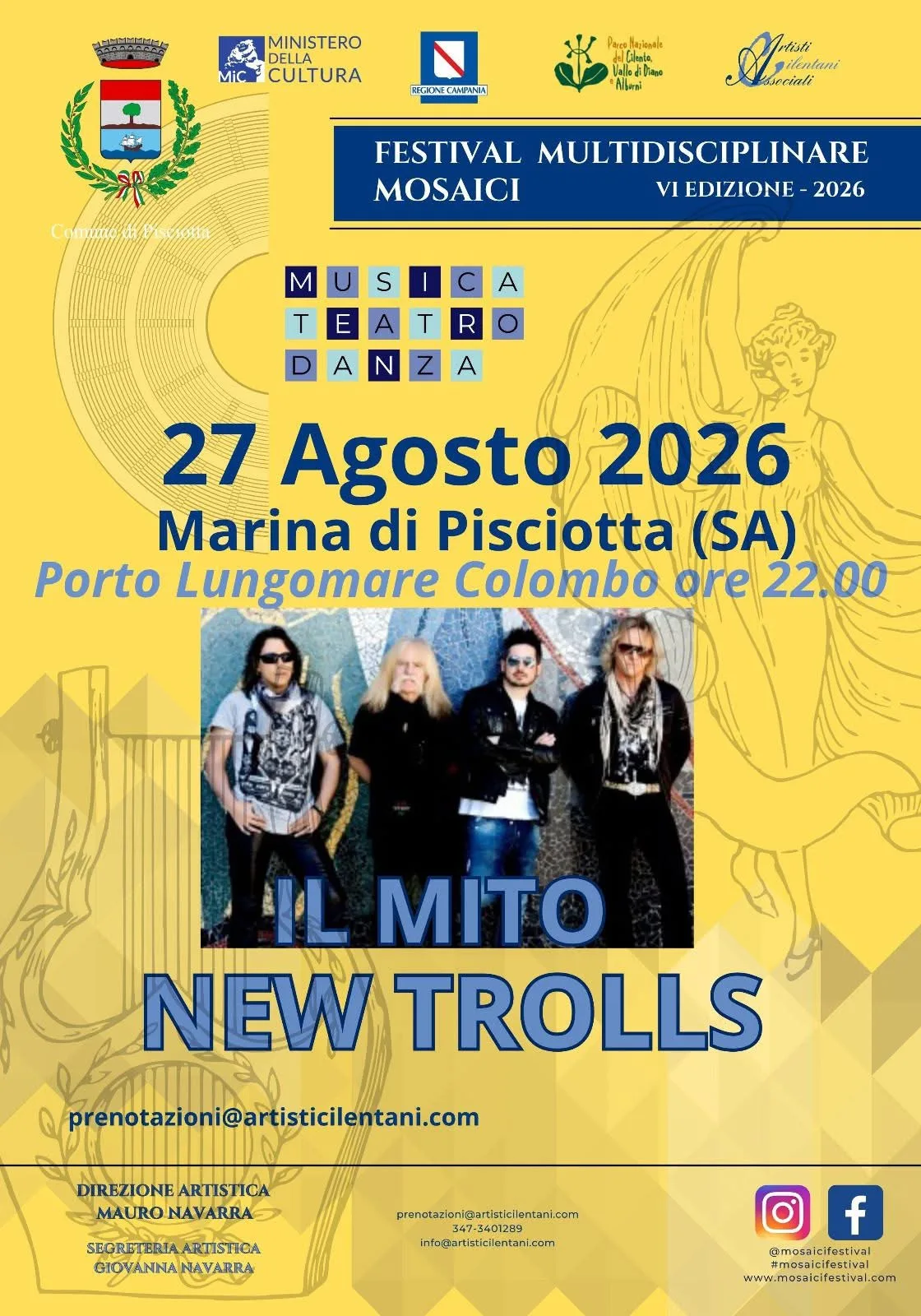 Locandina Festival Multidisciplinare Mosaici VI Edizione 2026 a Pisciotta (Salerno)