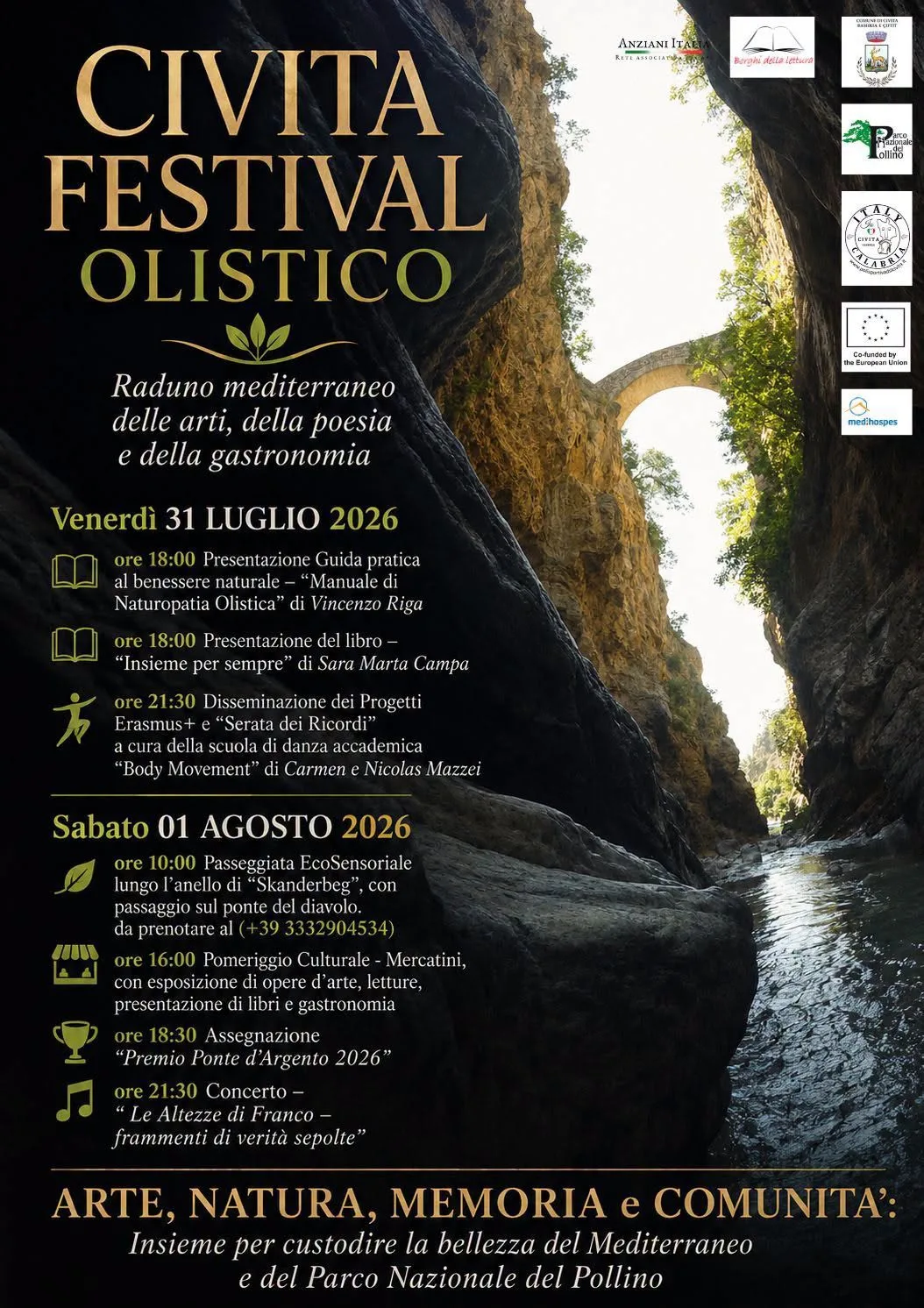 Locandina Manuale di Naturopatia Olistica — Civita Festival 2026 a Civita (Cosenza)
