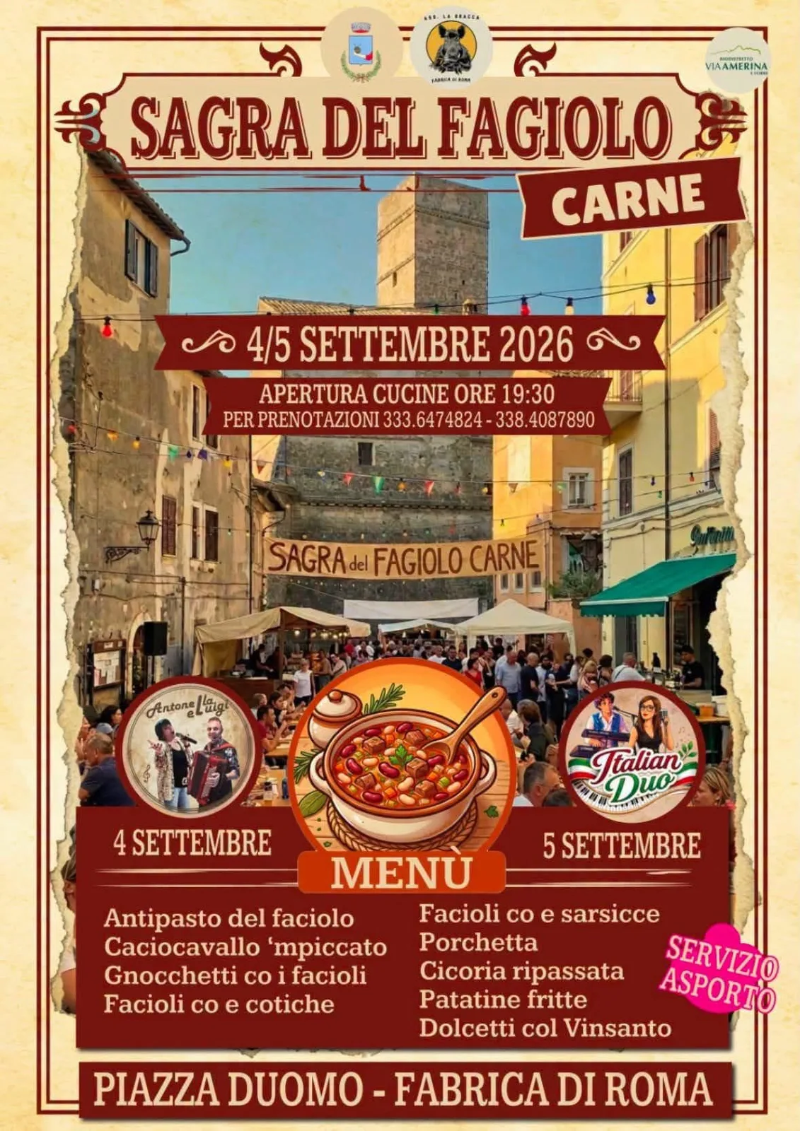Locandina Sagra del Fagiolo Carne 2026 a Fabrica di Roma (Viterbo)