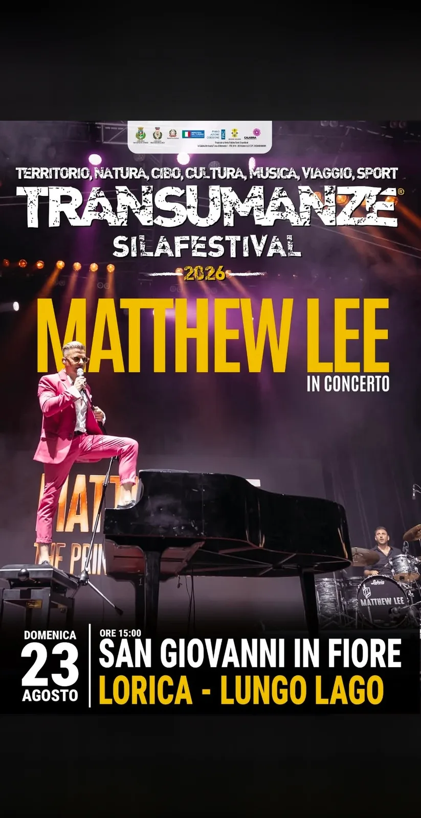 Locandina Silafestival 2026 - Matthew Lee in Concerto a San Giovanni in Fiore (Cosenza)