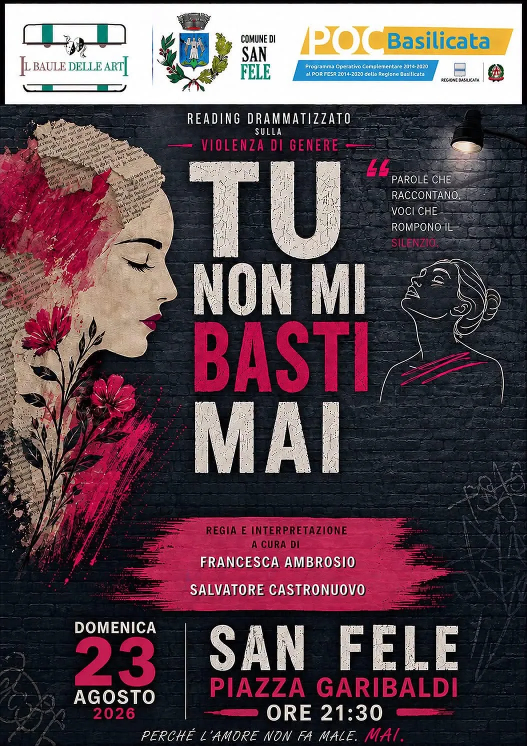 Locandina Reading Drammatizzato sulla Violenza di Genere 2026 a San Fele (Potenza)