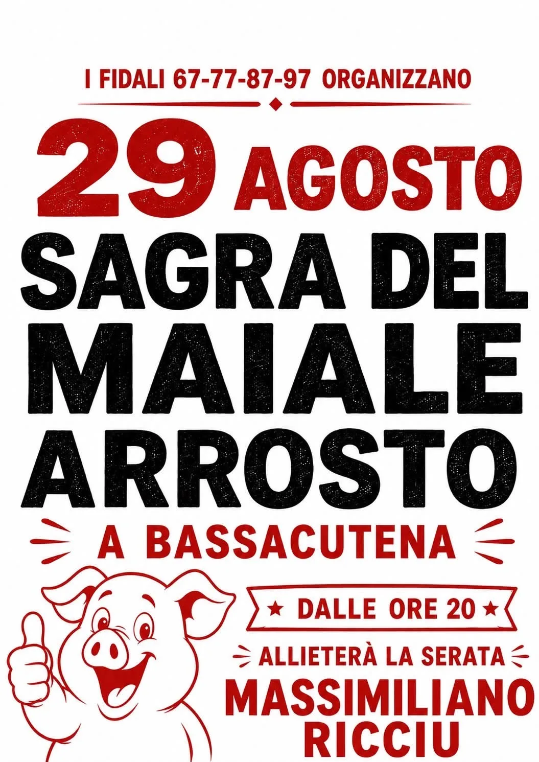 Locandina Sagra del Maiale Arrosto 2026 a Tempio Pausania (Sassari)