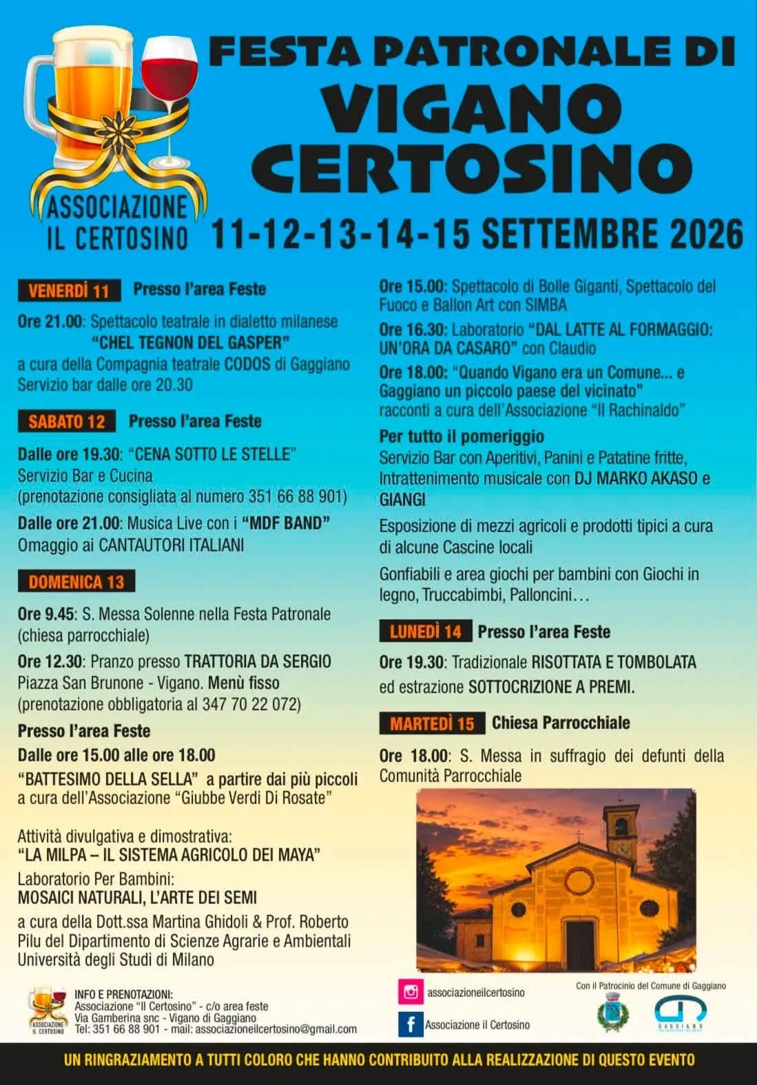 Locandina Spettacolo teatrale “Chel Tegnon del Gasper” 2026 a Gaggiano (Milano)