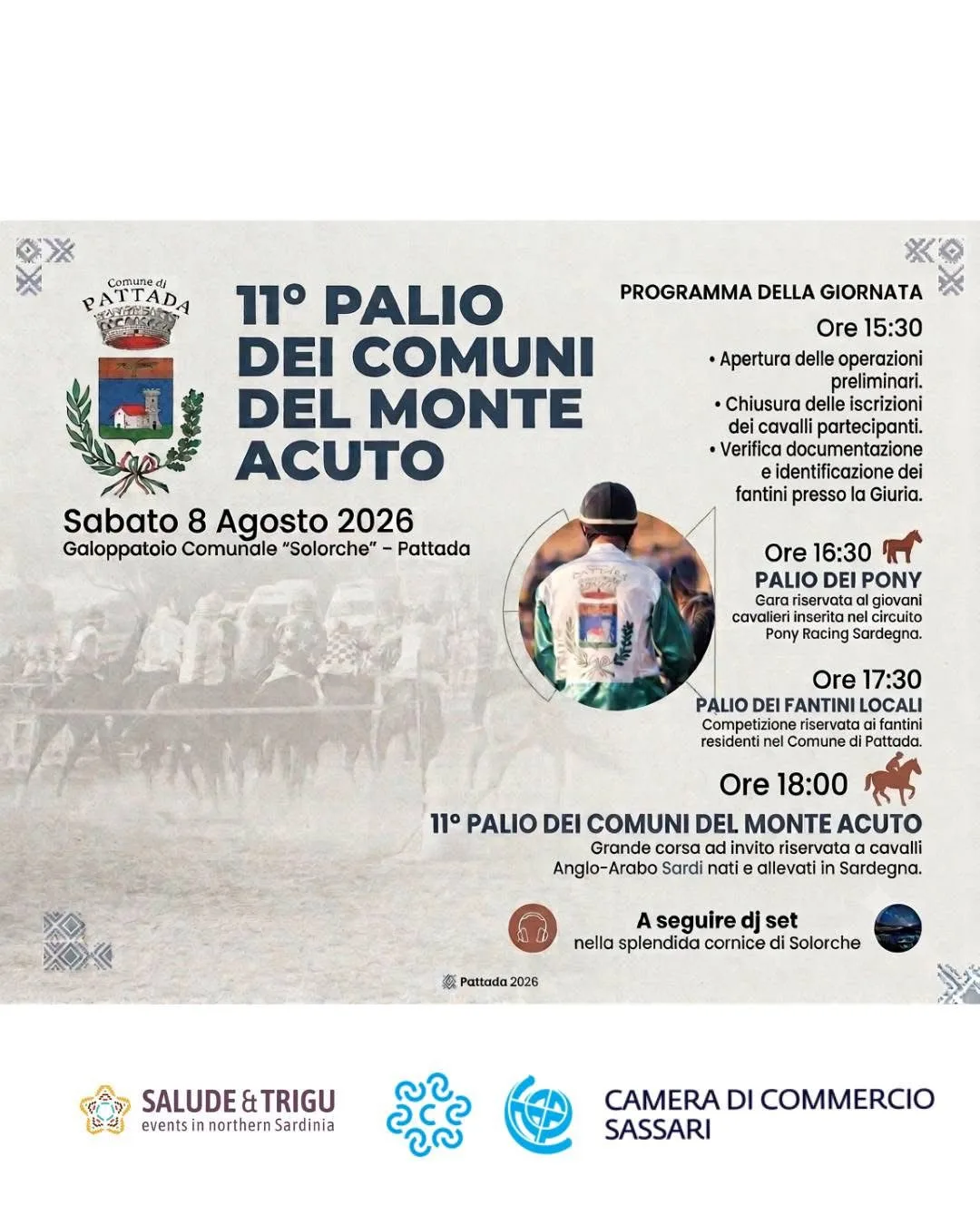 Locandina 11° Palio dei Comuni del Monte Acuto 2026 a Pattada (Sassari)
