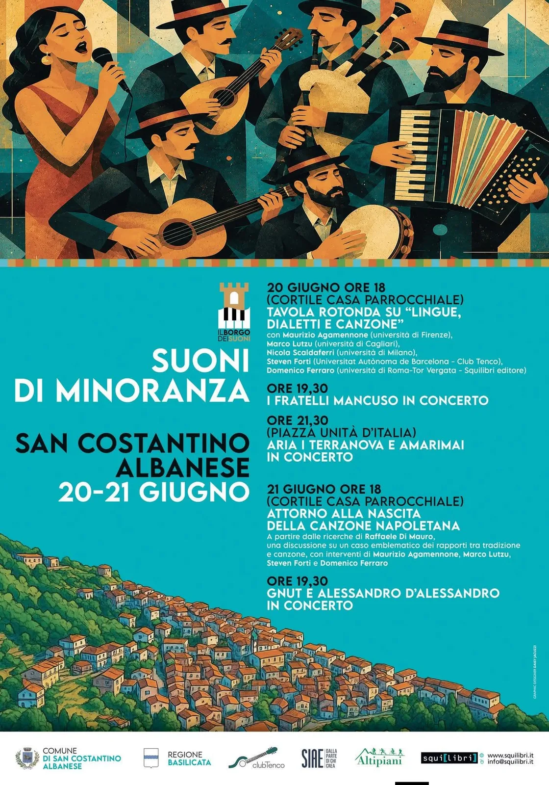 Locandina Suoni di Minoranza 2026 a San Costantino Albanese (Potenza)