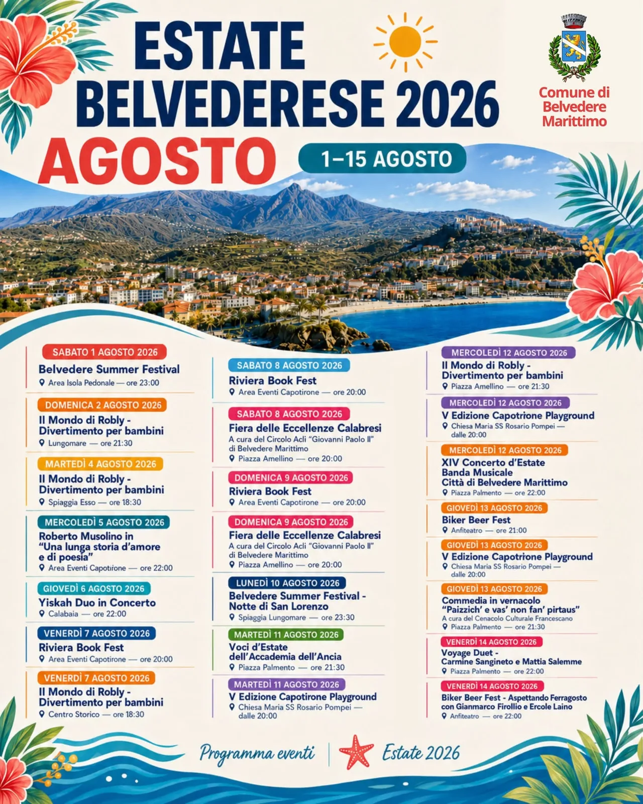 Locandina Belvedere Summer Festival - Notte di San Lorenzo 2026 a Belvedere Marittimo (Cosenza)