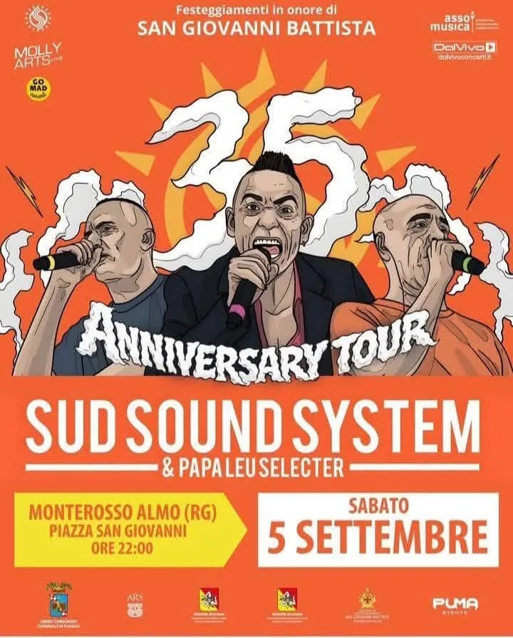 Locandina 25° Anniversario Sud Sound System 2026 a Monterosso Almo (Ragusa)