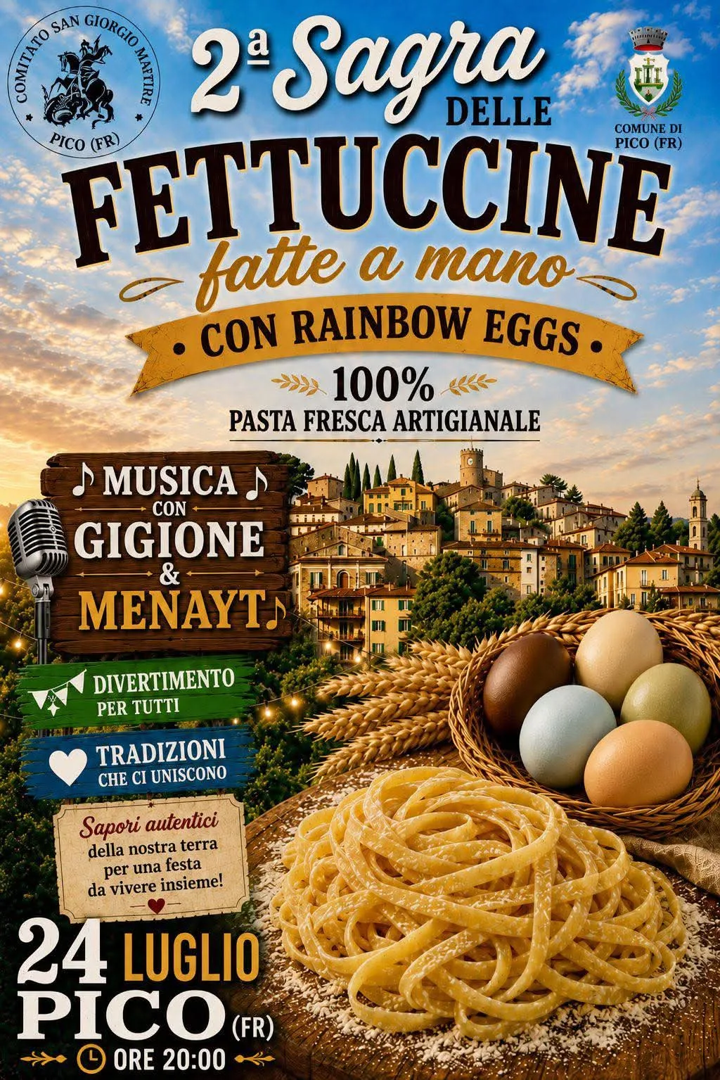 Locandina 2ª Sagra delle Fettuccine fatte a mano 2026 a Pico (Frosinone)