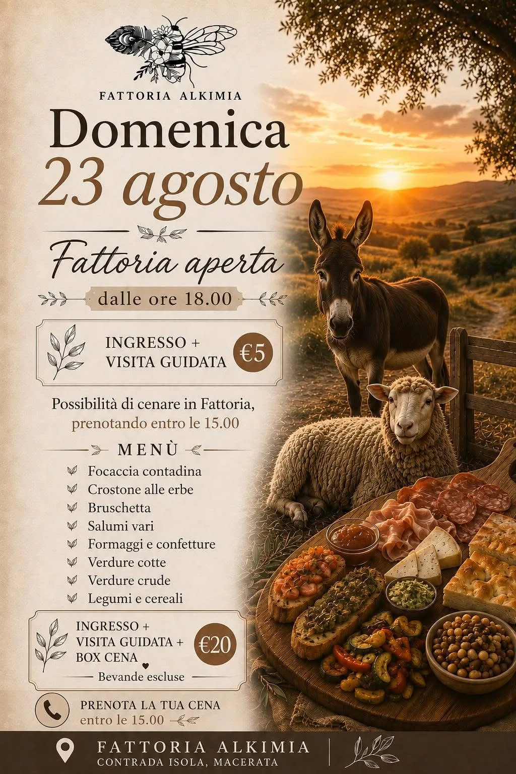 Locandina Fattoria Alkimia Domenica 23 agosto 2026 a Macerata (Macerata)
