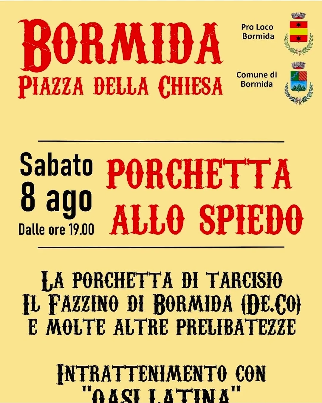 Locandina Porchetta allo Spiedo a Bormida 2026 a Bormida (Savona)