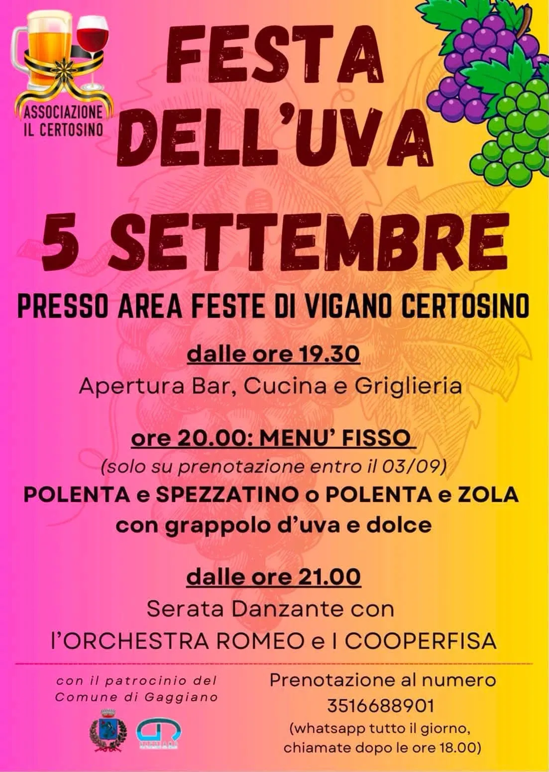 Locandina Festa dell'Uva 2026 a Gaggiano (Milano)