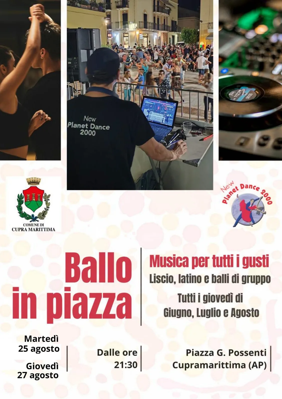 Locandina calendario eventi agosto 2026 a Cupra Marittima (Ascoli Piceno)