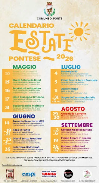 Locandina Estate Pontese 2026 — Gara delle Carrette a Ponte (Benevento)