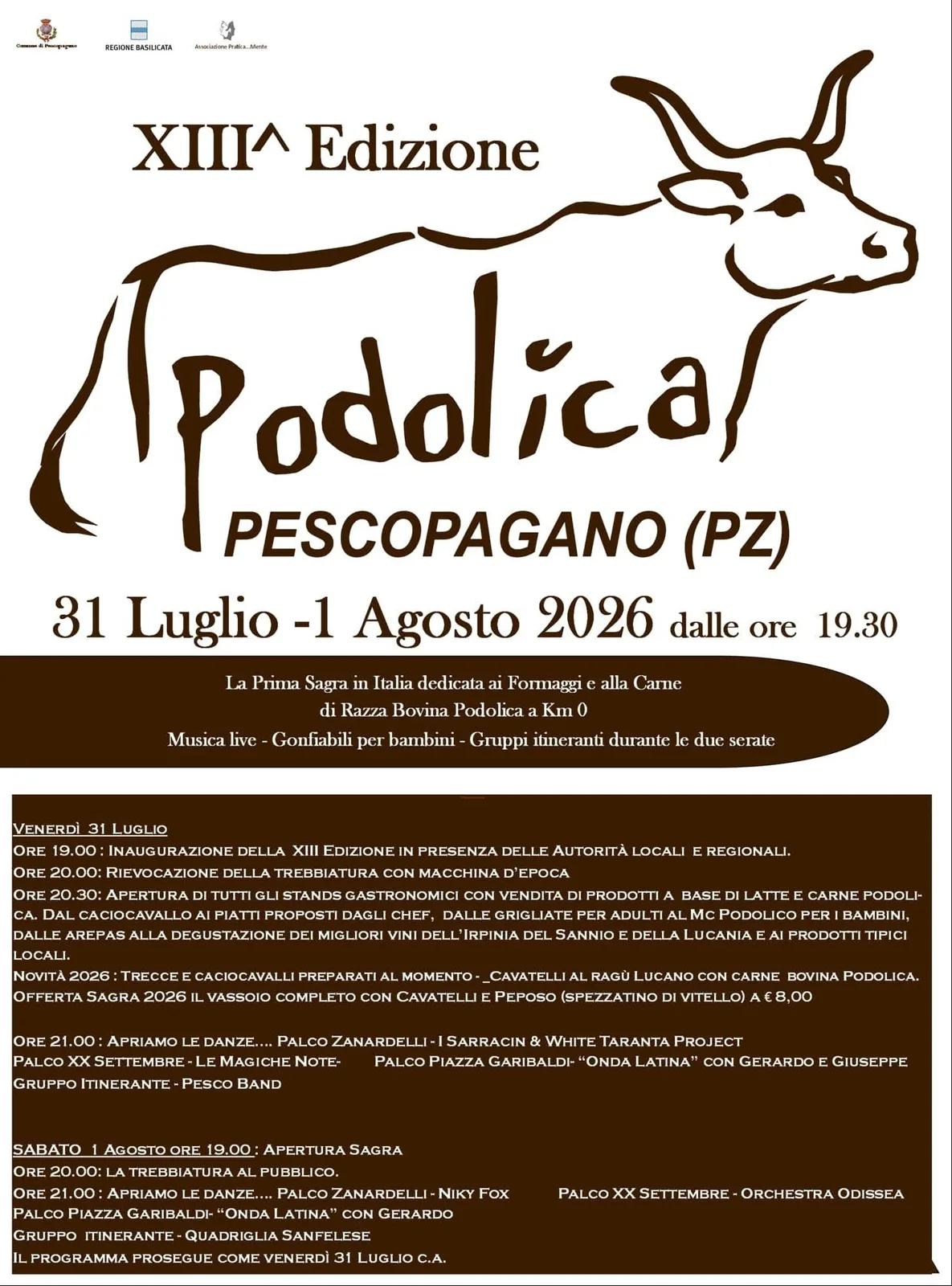 Locandina Podolica — XIII Edizione 2026 a Pescopagano (Potenza)
