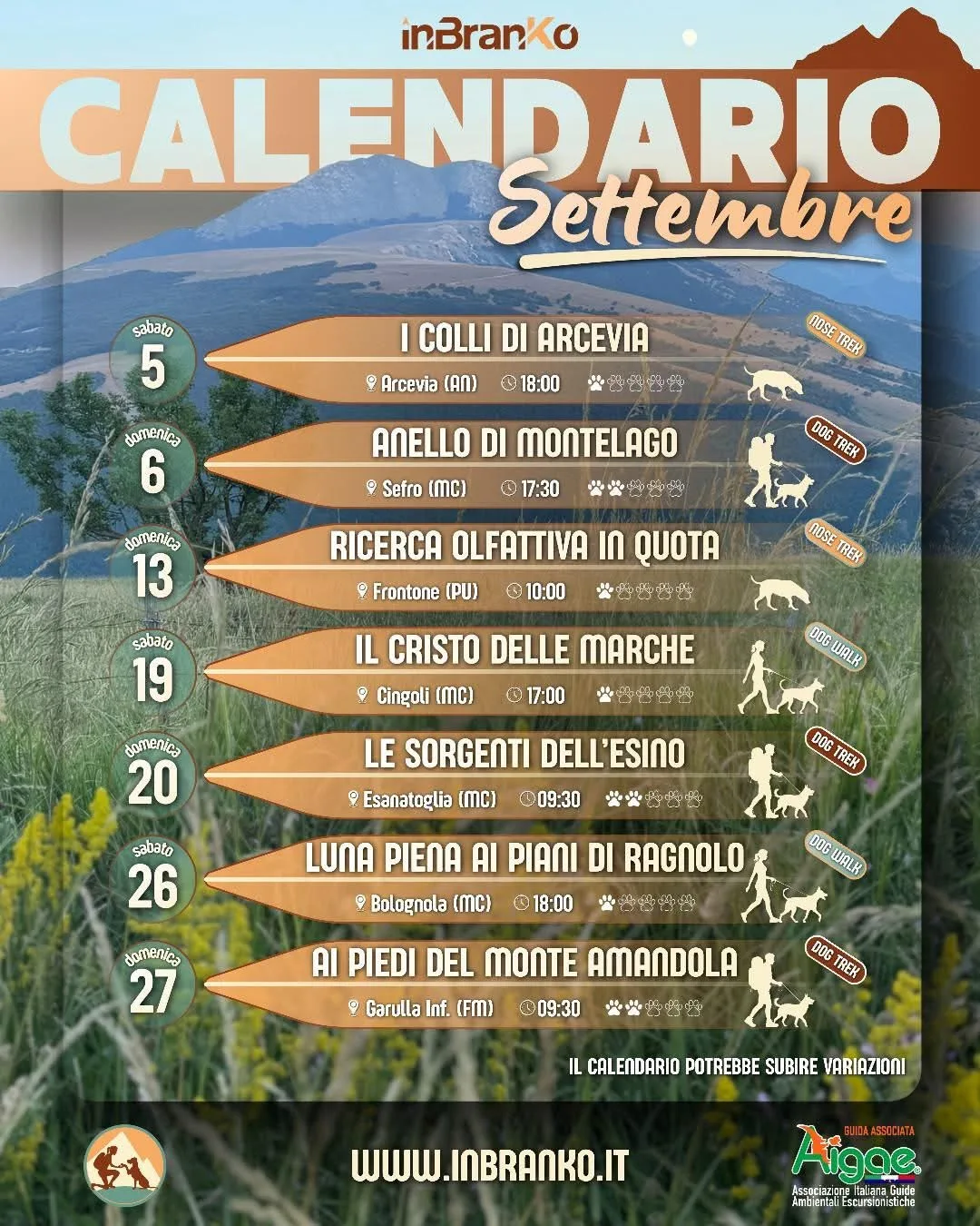 Locandina calendario eventi settembre 2026 a Arcevia (Ancona)