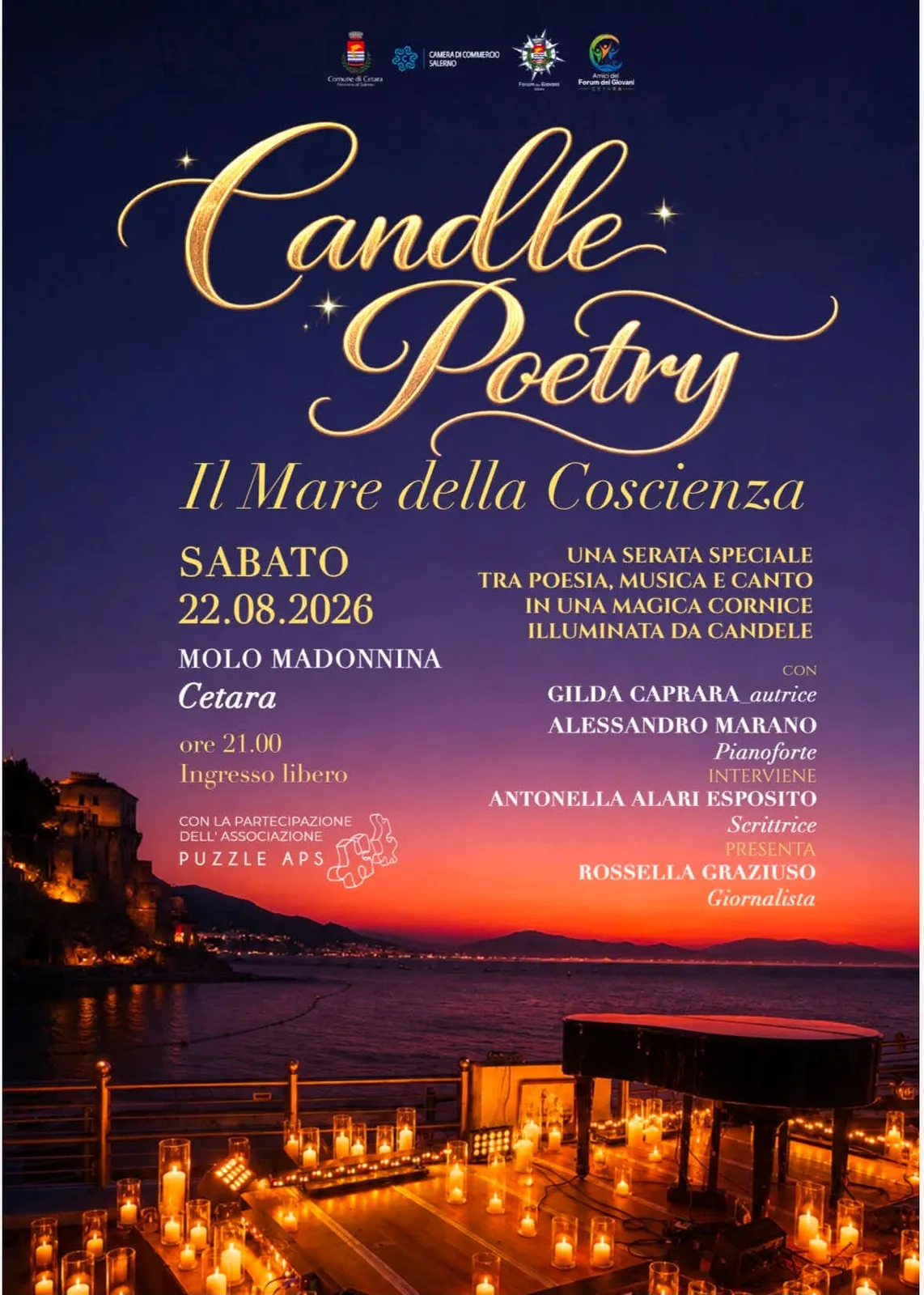 Locandina Candle Poetry 2026 - Il Mare della Coscienza a Cetara (Salerno)