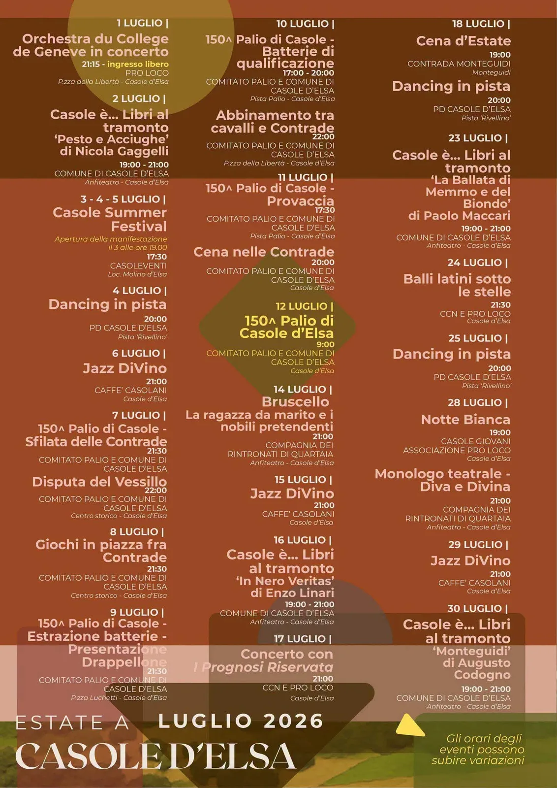 Locandina Dancing in pista 2026 a Casole d'Elsa (Siena)